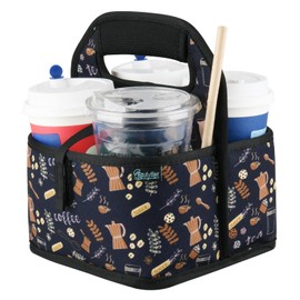 Beautyflier Reusable Insulated Coffee Cup Carrier, Portable Drink Holder with Handle Organizer Tote Bag for Hot & Cold Drinks (Coffee Utensils)