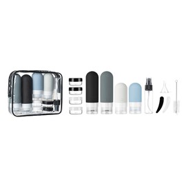 DEPOZA DEPOZA 16 Pack Travel Bottles Set - TSA Approved Leak Proof Silicone Squeezable Containers for Toiletries, Conditioner, Shampoo, Lotion & Body Wash Accessories (16 pcs/Black Pack)