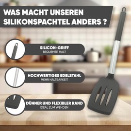 ZAIGON 2er Set Robuste, Antihaftbeschichtete Silikon Pfannenwender - Hitzebeständig und BPA-frei - Ideales Kochutensil für Fisch, Eier und Pfannkuchen (Schokoladenbraun)