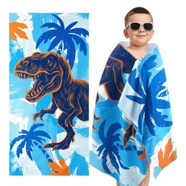WERNNSAI Dinosaur Kids Beach Towel for Boys - 30” x 60” Quick Dry Sand-Free Swim Towels for Boys Super Soft Absorbent Towel, Pool Camping Travel Bath Towel for Outdoor Sports Picnic