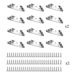 Jinyuanchao 24 Universal Stainless Steel Triangle Brackets, Stainless Steel Furniture Corner Connector Screws, Trapezoidal Corner Brackets for Wooden Furniture, Cabinets, Tables and Chairs (12)