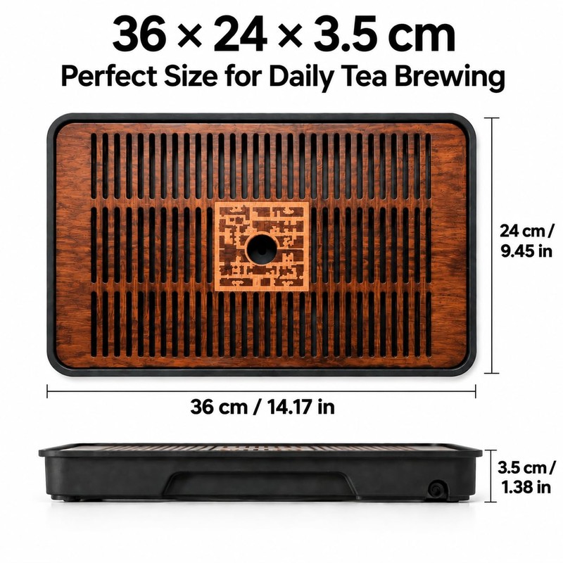 Traditional Chinese Bamboo Tea Tray, Dark Brown, Wooden Tea Table
