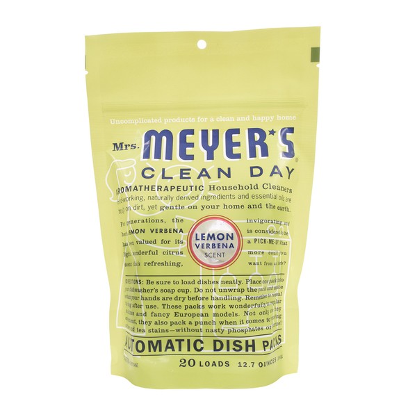MRS. MEYER’S CLEANDAY Automatic Dish Packs, Lemon Verbena, 20 ct, (Pack of 6)