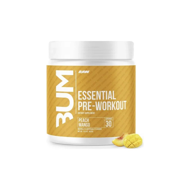 Raw Cbum Essential Pre Entreno 30 Servicios Peach Mango