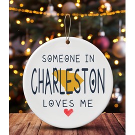 Family Christmas Ornament Charleston SC South Carolina Someone in Loves Me Houswarming Keepsake Souvenirs Bulk Long Distance Ornament 2024