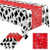 Oudain 3 Pack Western Party Tablecloth Bandana Table Cover Plastic