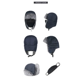 Eskimo Windproof Winter Trapper Trooper Hats Ushanka Russian Aviator Cap Ear Flaps face mask