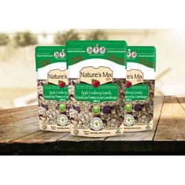 Nature's Mix Apple Cranberry Granola - Nut Free - Canadian Locally Made, Apple Cranberry Granola, 575 Grams, Dark Green