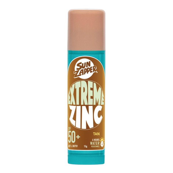 Sun Zapper Zinc Stick - Tan, Light Skin Sunblock SPF50+ Zinc Sunscreen Stick Made in Australia