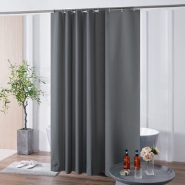 Scamzsure Shower Curtain, Anti-Mould, Waterproof and Washable, EVA Bath Curtain for Bathtub with Weight Bottom, Dark Grey, 180 x 200 cm with 12 Shower Curtain Rings