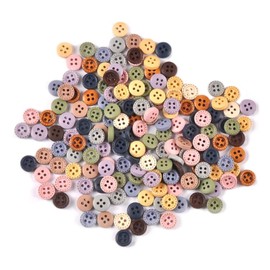 MAHAVIMOKSA 100pcs 10mm Assorted Morandi Colors 4 Holes Round Wood Buttons with Dotted Line for Crafts Sewing DIY Painting Ornament Decoration