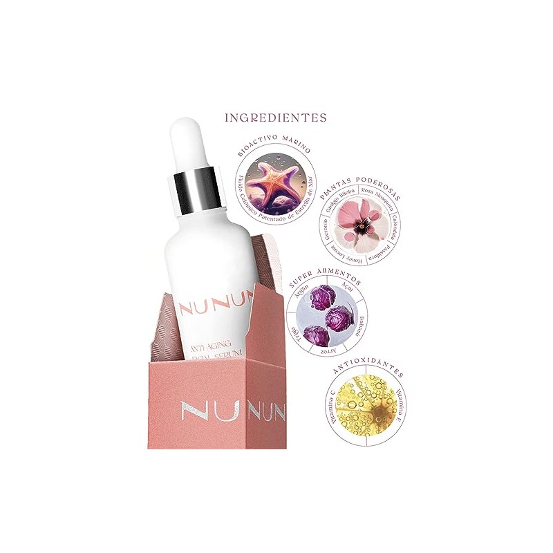 Serum Facial Anti Arrugas, Vitamina C, Extracto Estrella de Mar
