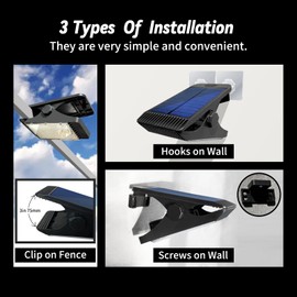 voominhtec Clip on Solar Lights 48 LEDs Motion Sensor Lights Outdoor Battery Replaceable IP65 Waterproof 3 Mounting Ways for Fence, Wall, Deck, Garage, Patio Umbrella (4 Pack)