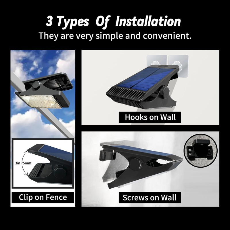 voominhtec Clip on Solar Lights 48 LEDs Motion Sensor Lights
