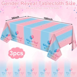 NatNarr 3 Pack Gender Reveal Plastic Tablecloth, 54 X 108 Inch Boy or Girl Disposable Table Cloth for Rectangle Table Waterproof Tablecloth for Gender Reveal Baby Shower Birthday Holiday Party