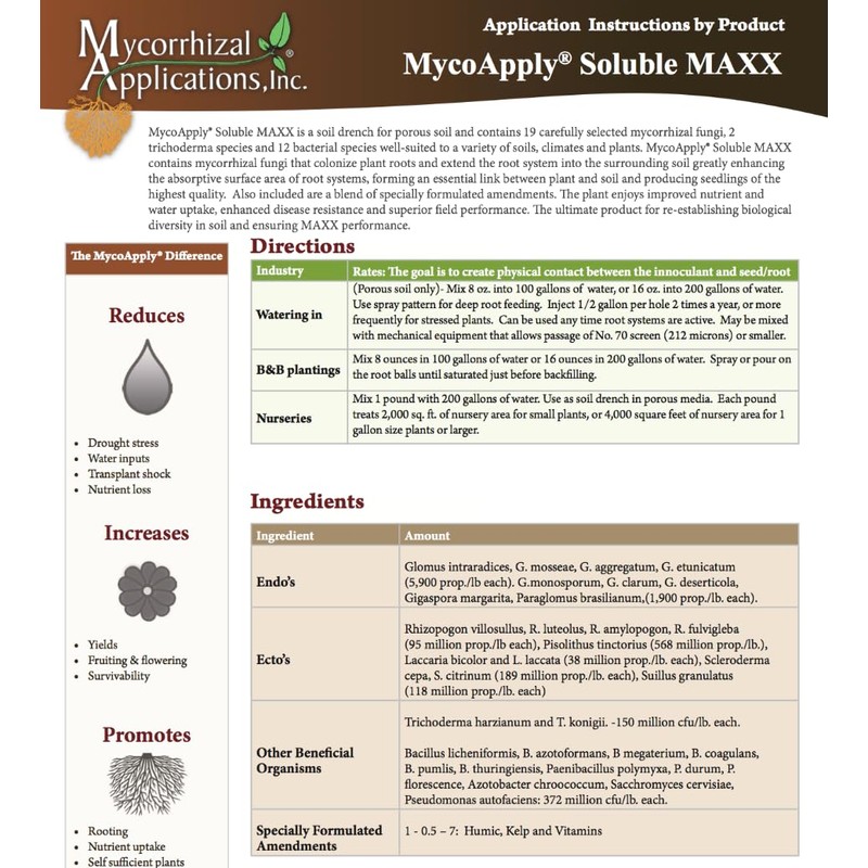 MycoApply Soluble MAXX Mycorrhizae Root Enhancer - 1 lb Bag