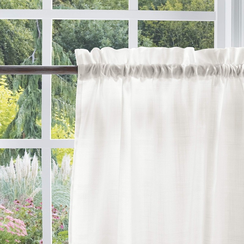 MARTHA STEWART Bedford Woven Plaid Window Curtain Valance and Tiers
