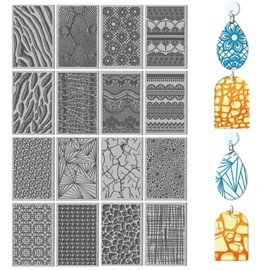 CHGCRAFT 16 Sheets Animal Skin Clay Texture Matte Marble Pattern Polymer Clay Texture Leaves DIY Tools for Pottery Earring Jewellery Making Stamp Engraving Machines 4 x 2.6 Inches