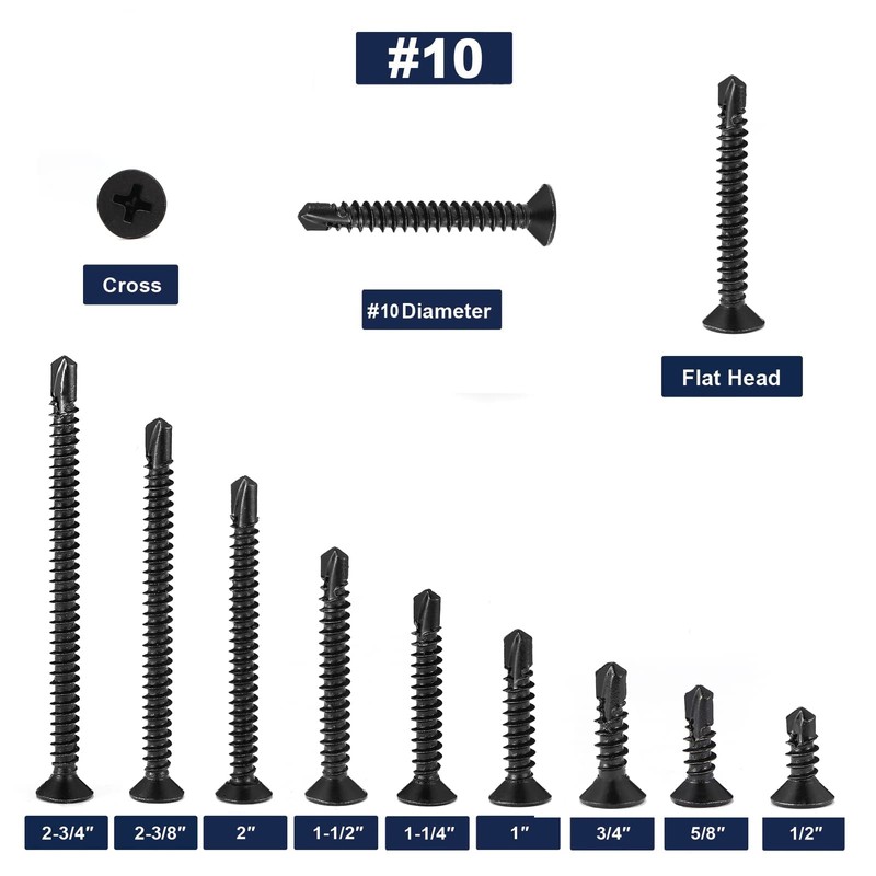 #10 x 1-1/4" Sheet Metal Screws 100Pcs 410 Stainless Steel
