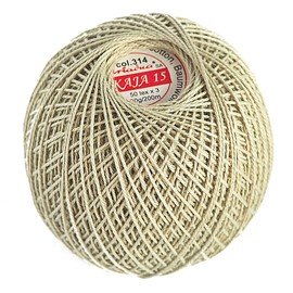 Quality Cotton Crochet Yarn Double Mercerized Thread 220yd/200m Ball 1.05oz/30g Knitting Tatting Emroidery Size 15 (Sage 314)