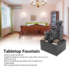 Decoraciones de Fuente de Mesa, Fuente de Agua de Escritorio USB, Manualidades con Piedras Irregulares, Luces LED, Fuente de para Manualidades para el Hogar, Oficina, Dormitorio,