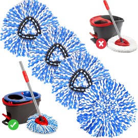 4 Pack Mop Replace Heads for O Cedar Rinse Clean 2 Tank System, Spin Mop Replacement Head, Fluffy Microfiber O-Cedar Mop Refill Replace Head, Machine Washable, All Hard-surfaced Floors Cleaning