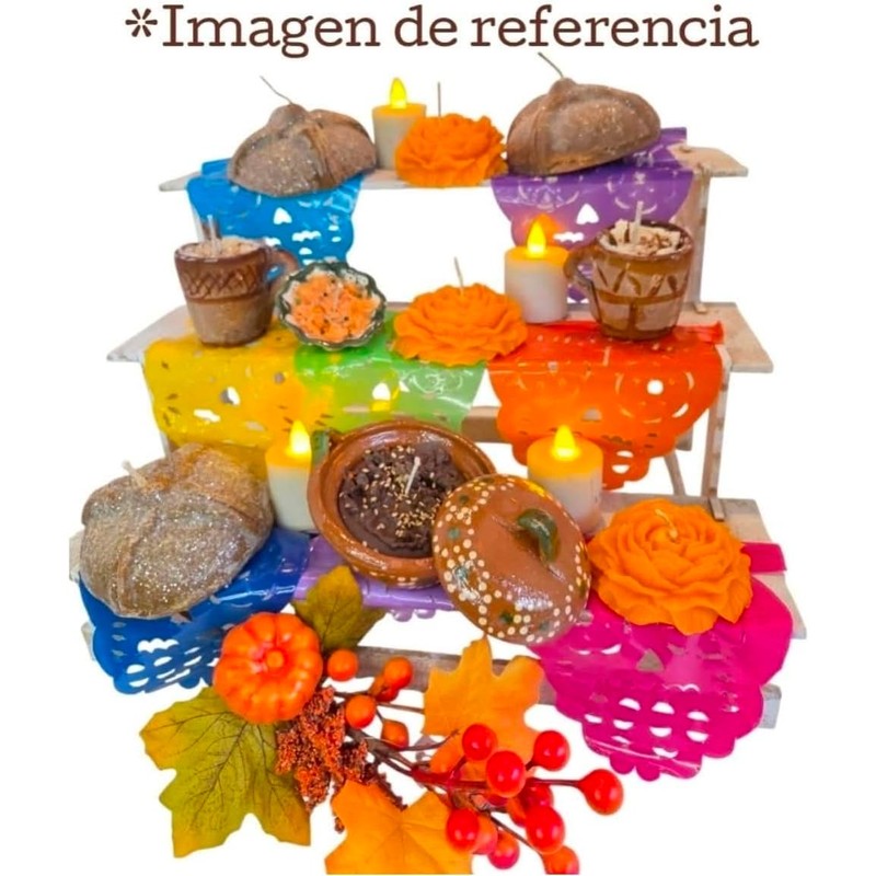 Paquete para altar de muertos 6 velas artesanales cempasuchil, arriz