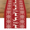 Artoid Mode Red Reindeers Christmas Table Runner, Seasonal Winter Merry