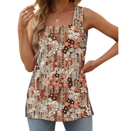XIEERDUO Tank Top for Women Sleeveless Loose Fit Summer Square Neck Cute Tee XL