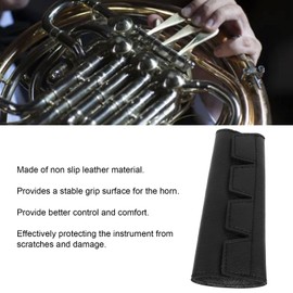 Hand Guard for French Horn, Leather Non-Slip Design Sturdy Handle Horn Hand Pad Easy to Install Wear Resistance Durable French Horn Handle Protective Cover for French Horn
