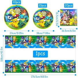 Children's Cartoon Party Tableware Set, 41-Piece Birthday Party Set for Children, Anime Birthday Decoration, Plates Napkins Tablecloth, Children's Birthday Decoration Party Accessories (Green)