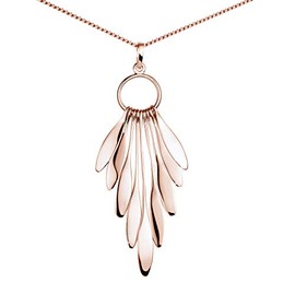 Materia KA-449 Women's Large Rose Gold Plated 925 Silver Drop Pendant with Chain, Sterling Silver