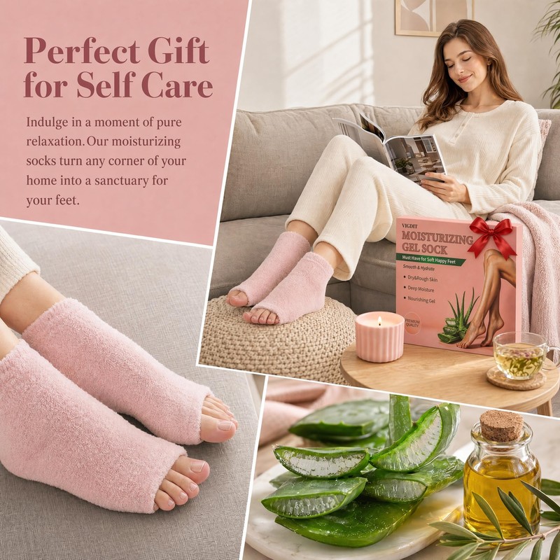 Toeless Moisturizing Gel Socks for Dry Cracked Heel Feet Women