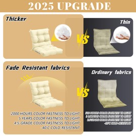 Marsui 4 Pcs Outdoor Indoor High Back Chair Cushions Patio Furniture Tufted Pillow with Ties All Weather Replacement Outdoor Rocking Chair Cushions, 42 x 21 Inches (Beige)