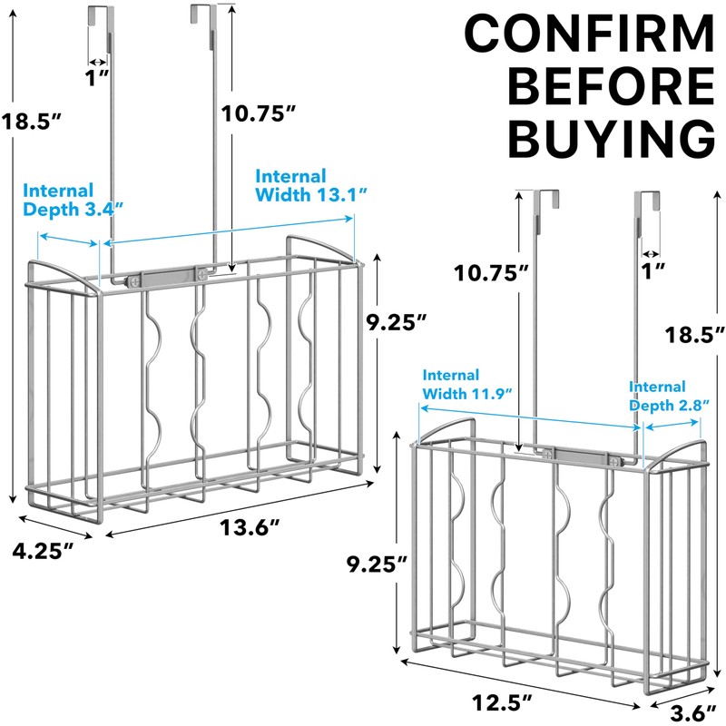 Simple Houseware Over the Cabinet Door Organizer Holder 2 Pack