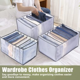 TOOVREN Closet Organizer 5PCS, Closet Organizers and Storage, Clothes Organizer for Folded Clothes, Pants Organizer Jean Organizer for Closet, Closet Organizer for T-Shirts, Bra,Skirts,Jeans (7 Grids)