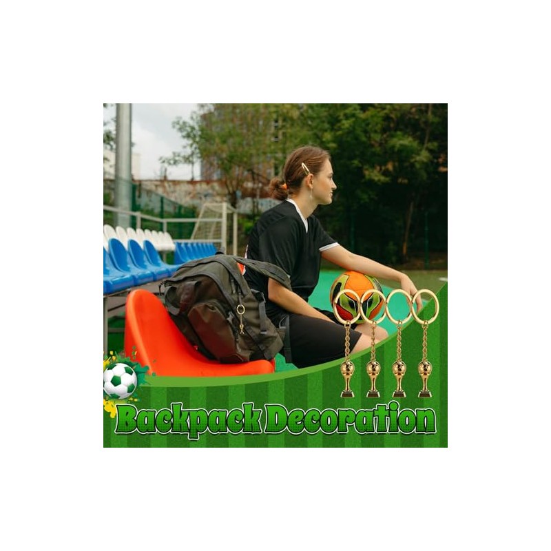 12 Pcs 3D Soccer Trophy Keychain Set - Perfect for