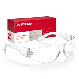 LEONAKO Clear Safety Glasses for Men Bulk of 24, Safety Goggles with Polycarbonate ANSI Z87.1 Impact Resistant Lens, Anti Scratch Protective Eyewear