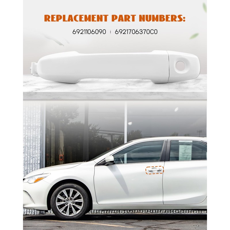 Vudajuley Exterior Door Handle White Front Left Drive Side Fit