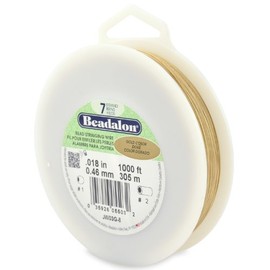 Beadalon 7-Strand Bead Stringing Wire, 0.018-Inch, Gold Color, 1000-Feet