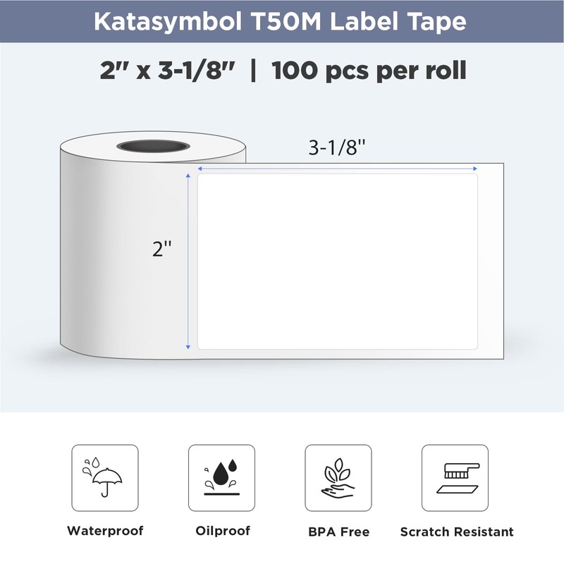 SUPVAN T50M Series Label Maker Tape, 1.96'' × 3.14'' (50mm