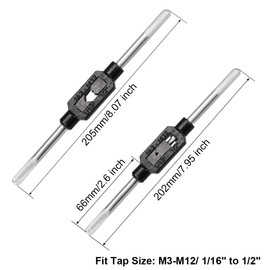 sourcing map Tap Wrench Handle, for Metric M3-M12 1/16"-1/2" (UNC/UNF) Thread Taps, Screw Tap Holder Hand Tapping Threading Tool for Machinist Repair