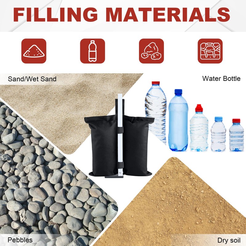 ABCCANOPY Canopy Weights 150 LBS Gazebo Tent Sand Bags,4pcs-Pack (Black)