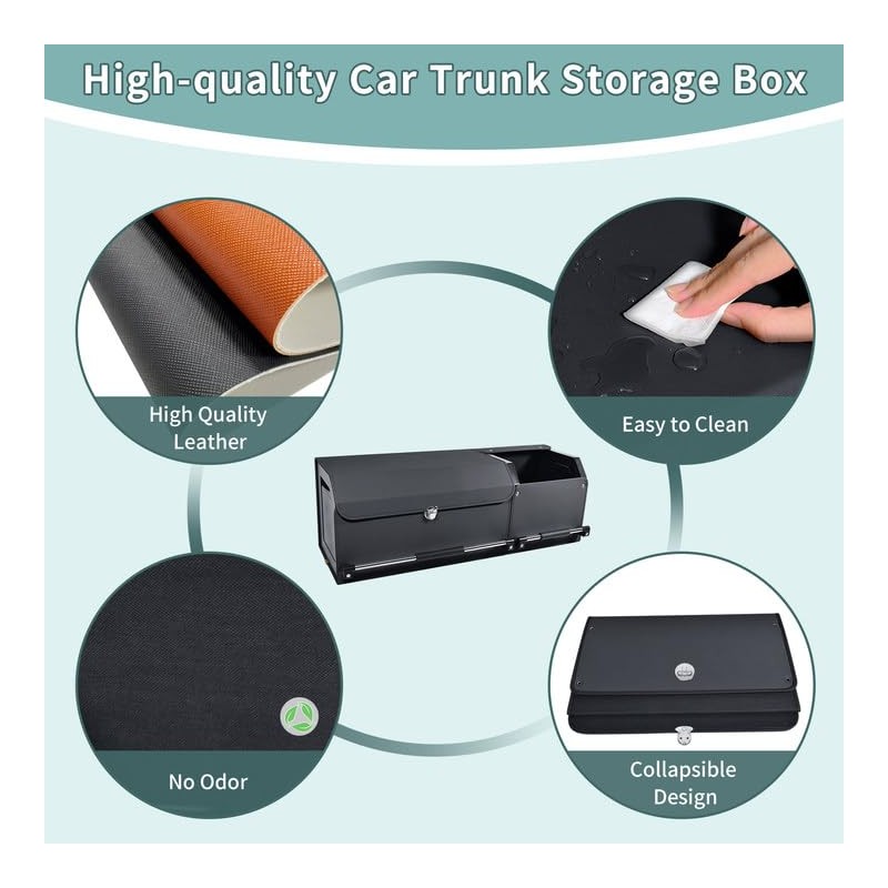 XCF Car Trunk Organizer, Collapsible Leather Car Trunk Storage Organizer