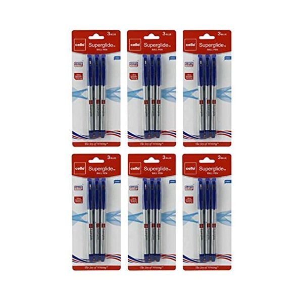 Cello Superglide Pen blue Pack of (6)