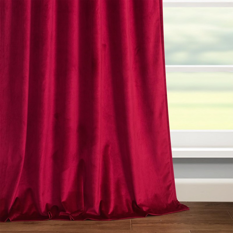 gisewood Red Velvet Curtains 96 Inches Long Back Tab Thermal