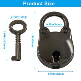 Waziaqoc Mini Bear Head Shaped Padlock, Retro Black Vintage Style Lock and Keys for Wooden Boxes Jewelry Box Storage Box Lockable Diary Book