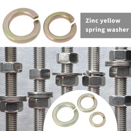 EMSea 50pcs Spring Lock Washers Metric Flat Spring Washers M5 M6 M8 M10 M12 Carbon Steel Washers DIN127 for Most Metric Bolts Screws, Zinc Yellow