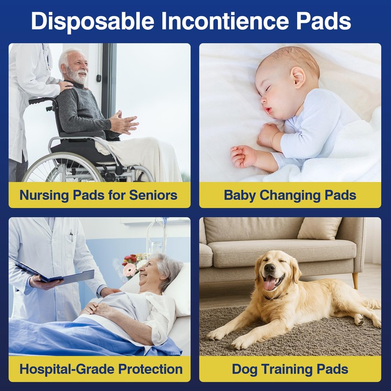 MKISS Bed Pads Disposable 36" x 36" (100 Counts), Large