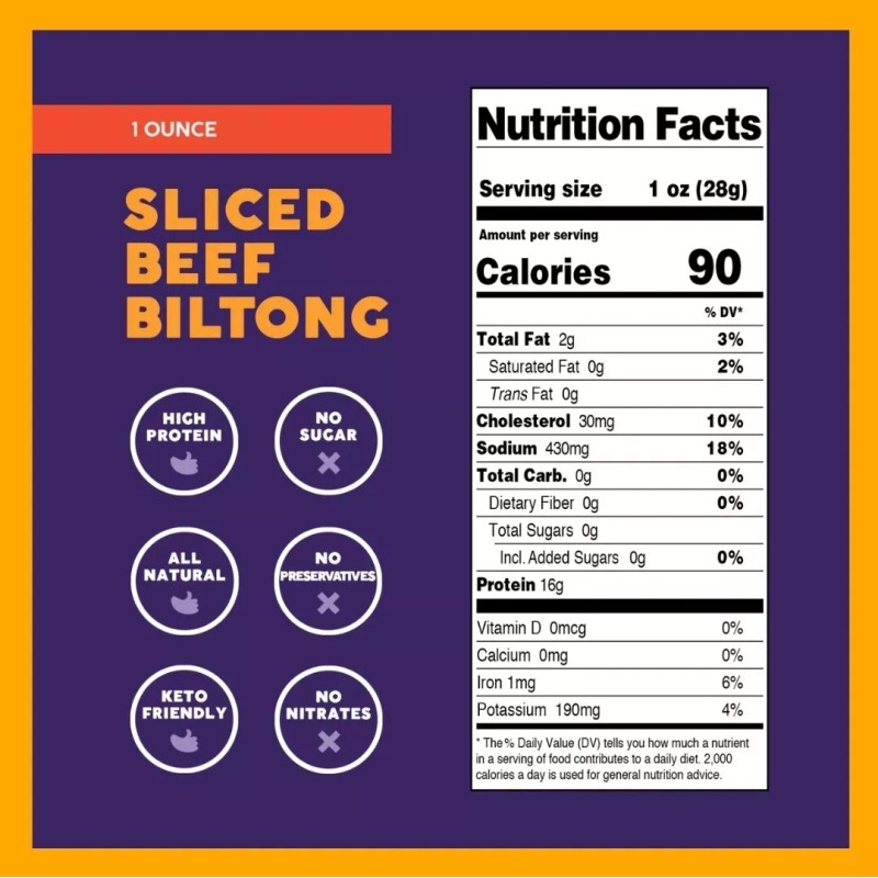 Stryve BILTONG Spicy Peri Peri 100% All Natural Beef W/